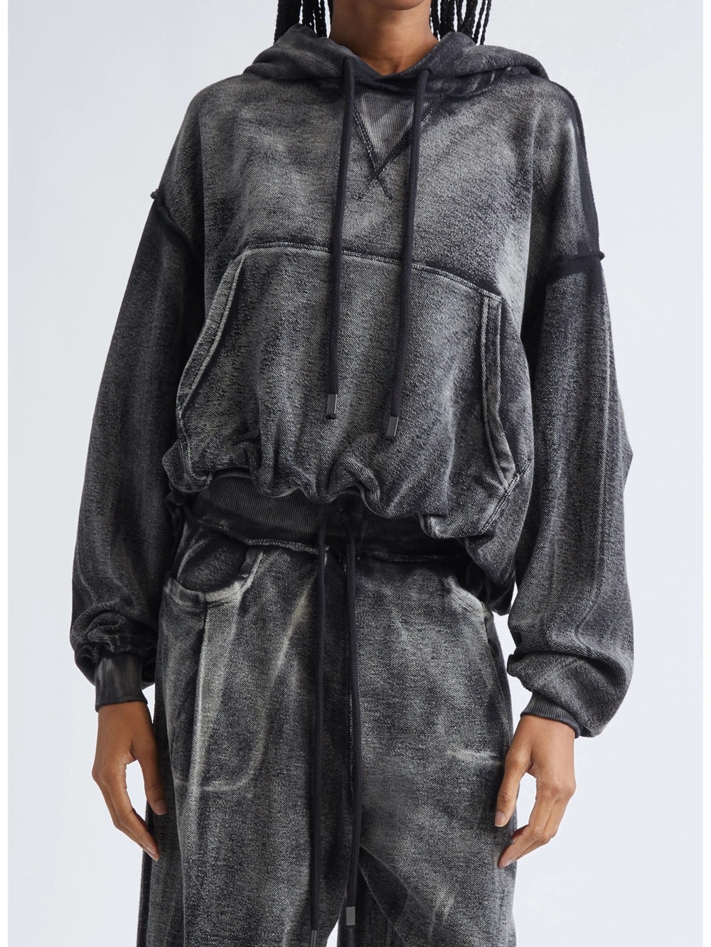 NEW R13 Balloon Bubble Hem Cotton Oversized Hoodie Washed Black Size L Sold Out